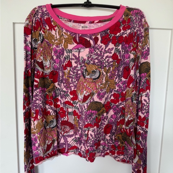 Maeve L/S T Shirt Pink Pattern med Anthropologie - Picture 1 of 4